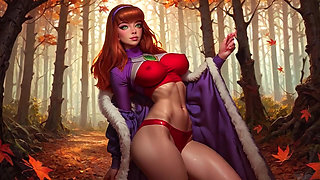 Perfect Body Redhead Daphne Blake From Scooby-Doo Dancing and Teasing With Red Sexy Panties and Pussy