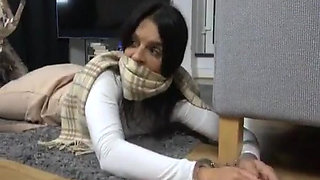 Latina in Handcuffs Escape Challenge with Otm Gag!