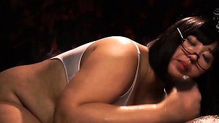 Oiled Up Chubby Japanese Mom Rides BBC