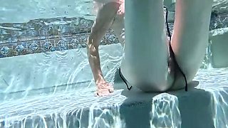 Hairy Amateur Pool Fucking & Outdoor Shower in Slow Motion