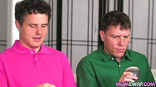 Stepmoms helps Rion and Robby release their jizz