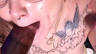 Double BBC Blowjob for Nerdy White Girl