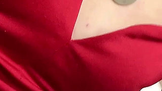 Show Sexy Ass Wear Red Dress in Toilet Room