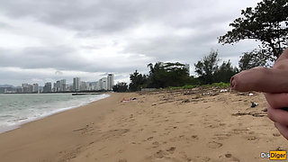 Babe Can I Cum on Your Tits? - Cock Flashing on the Beach