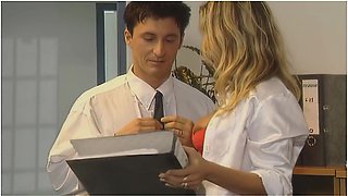 In The Office, The Secretary Bends Over And The Boss Falls For It