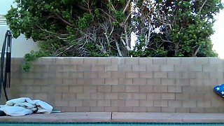 Masturbating in a bra panties and black stockings