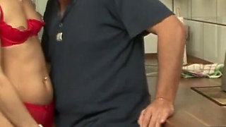 Fucked away by the craftsman in the kitchen