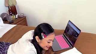 Slutty Asian stepsister ends up taking his dick in POV