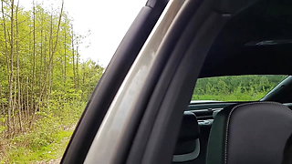 Well built young gay jerks off his horny hard cock in the car and has an exhilarating orgasm