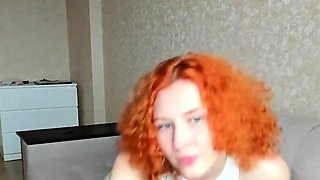 Sexy amateur redhead teen double dildo action
