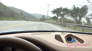 Sweet Amateur Ava Davis in Braces Gives Road Head POV on Car Ride GFE Session
