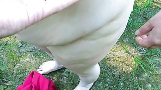 Completely naked in the cornfield the breasts beaten