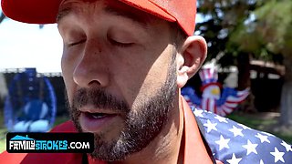 Hentai Penelope Double Teamed by Stepdad and Stepbro on Independence Day