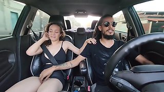 Horny Babe Teases Me In The Car And Ends Up Sucking Me Hard On The Couch