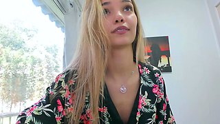 Petite blonde teen knows how to jerk to pleasure a dude