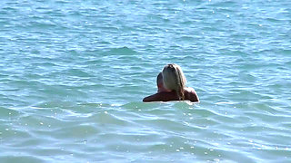Blonde slut dped at the beach
