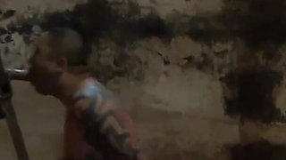 The rubber cock blown hard