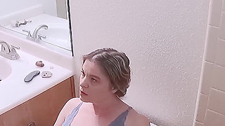 Masturbating Stepmom in the Bathroom Invites Stepson in for Sex