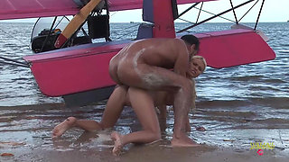 Passionate Fucking on the Beach with a Stunning Blonde with Big Tits