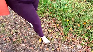 Barefoot Hiking with Topless Titslapping in Public - Bouncy Tits Action