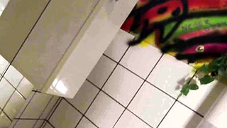 German skinny milf slut fucked in public toilet