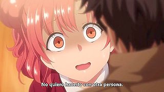 She is made to give a handjob and a blowjob, and then gets penetrated in both holes at the same time and creampied.