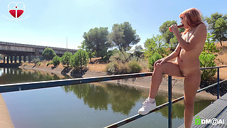 Risky Public Masturbation by the River