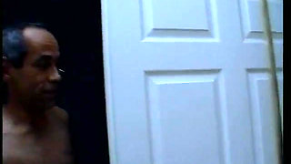 Three horny dudes in the shower get sweet blowjobs from a hot babe and fuck her in bed