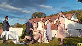 Andrea and her husband fucked outdoors in sexy lingerie and stockings