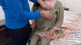 Indian Stepmom fucks while changing bedsheets in room