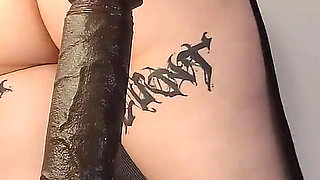 Hot Goth Girl Fucking a BBC Dildo and Filled with Cum