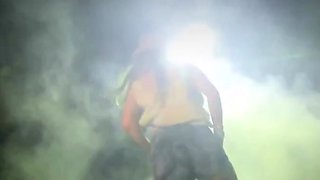 Asian MILF gives deepthroat blowjob outdoors