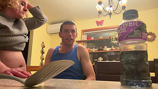 Bend Emo Girl Over Kitchen. Stool in Bright Airy Kitchen Dirty Talk Whole Time