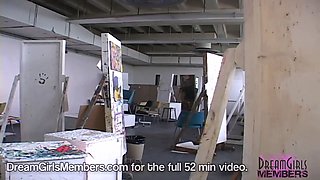 Naughty brazilian sneaks into college art classroom to jack