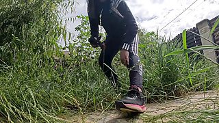 Eagerly waiting for a sizzling gardener with a massive member