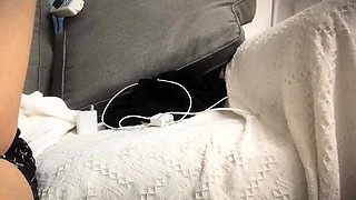 Cute amateur asian web cam girl playing with her toy