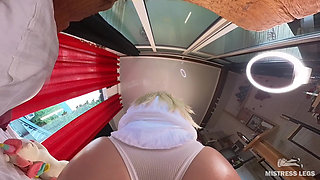 Oiled Buttocks and White Panty Facesitting Domination - Massive Ass Bouncing POV