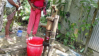 I Fucked My Village Stepsister Outside While She Was Taking a Bath