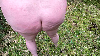 Complete Naked Girl in the Woods and Whipping Her Body and Genitals