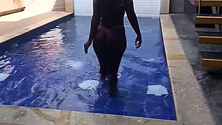 Pool afternoon with my great-bodied neighbor, ebony