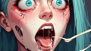 Green Hair Cracked Neck Mind Break: Robot Men Liquid Explosion