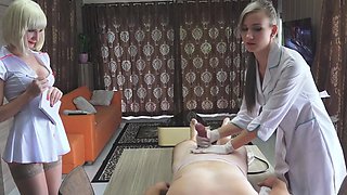 Lucky patients gets taken care of by a couple of hot doctors