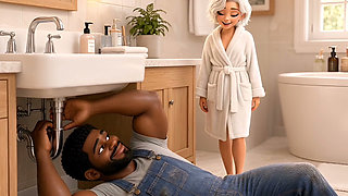 Full video BBC Plumber fucks hot client
