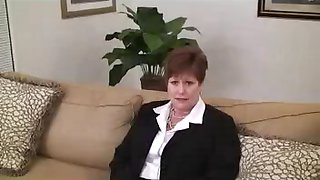 Chubby amateur redhead granny visits the casting couch and