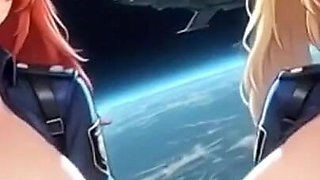 Cute Anime Police Officer in Space Station, Ai Animation