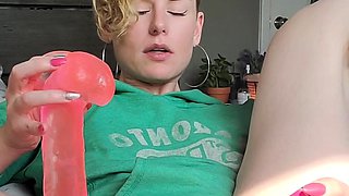 beauty blond sex toy masturbates
