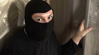 Russian Milf in stockings got her cunt stolen but she still cums!