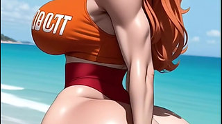 Huge Ass Bounce on Beach, Ai Animation