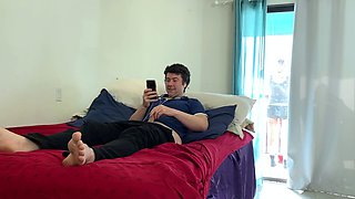 Voyeur stepmom fucks stepson after catching him masturbating