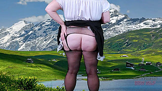 Frau Big Tits in the Alps for Oktoberfest - Mature BBW Celebrating by Flashing Her Huge Tits and Ass